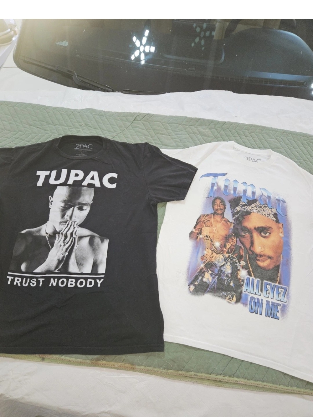 Tupac Shakur Ts. 1) Black Size Large 2nd White Shirt Size Medium. Preowned